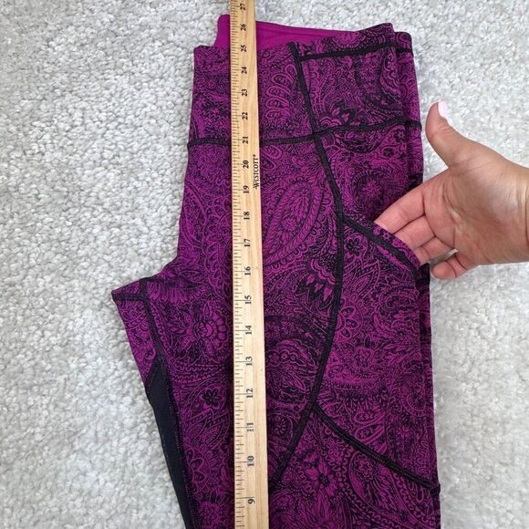 Lululemon Outrun Crop Purple Mesh Paisley Print - Picture 10 of 12
